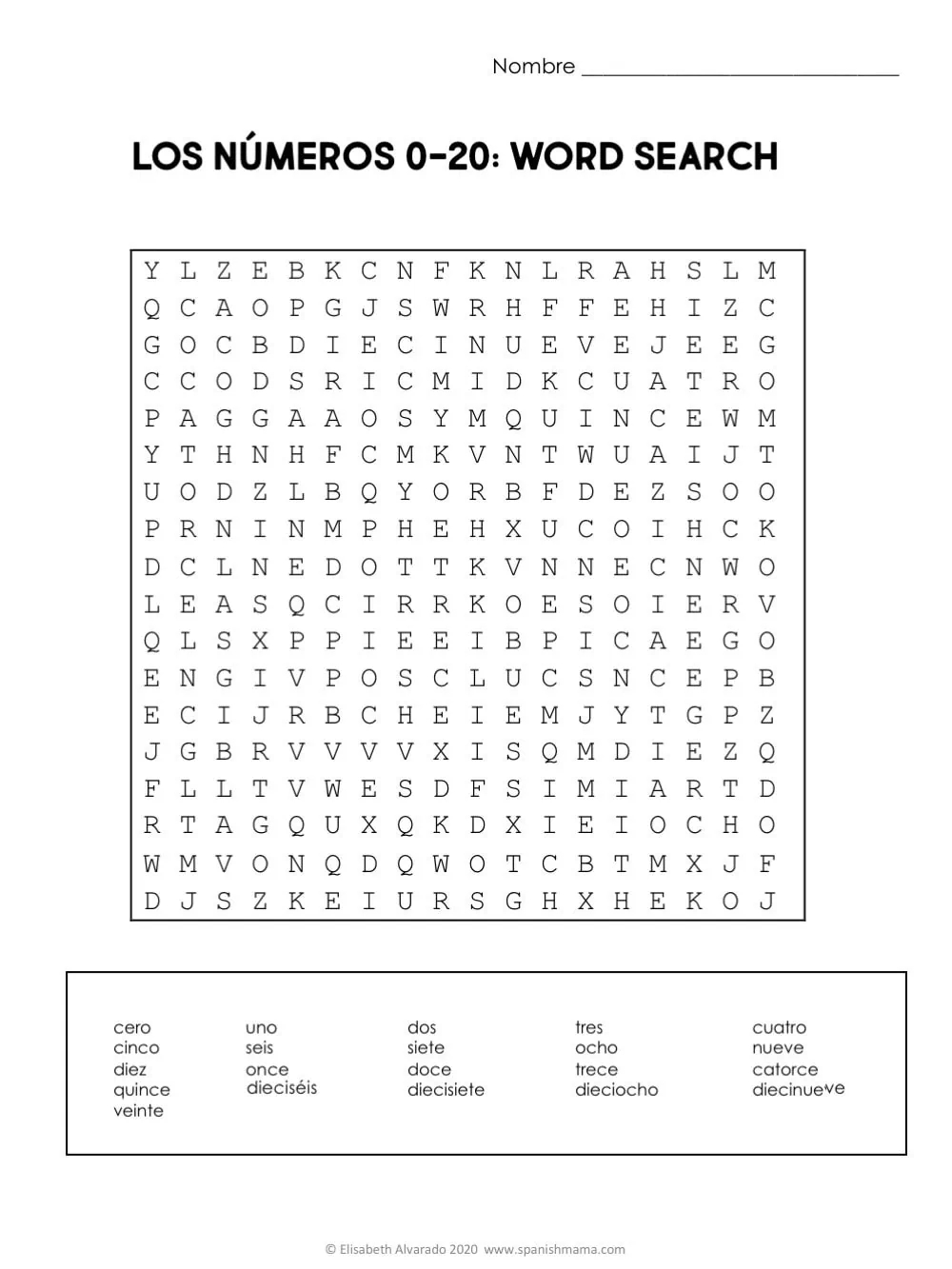 Spanish Crossword Puzzle Printable Schhol