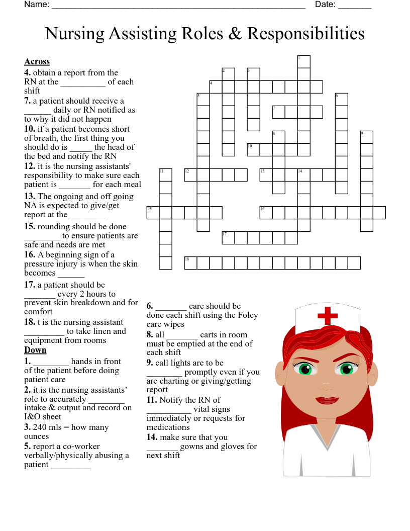 Cna Crossword Puzzles Printable Cna Crossword Puzzles Printable
