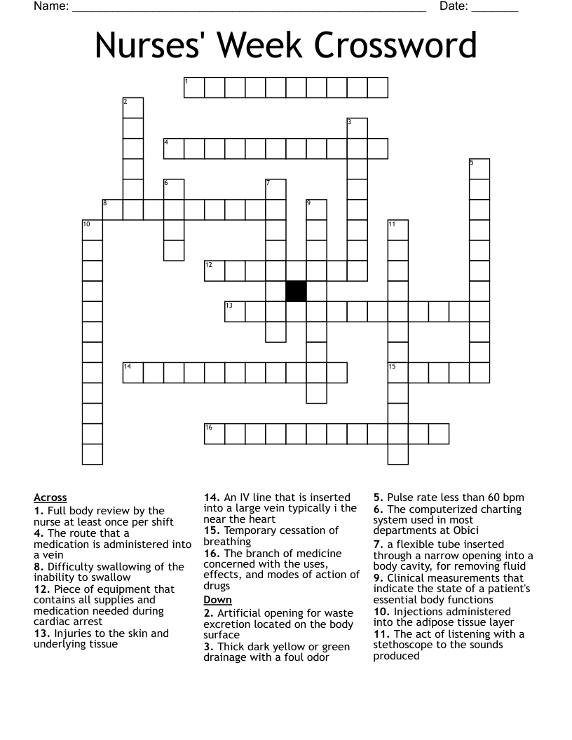Nurses Week Crossword WordMint