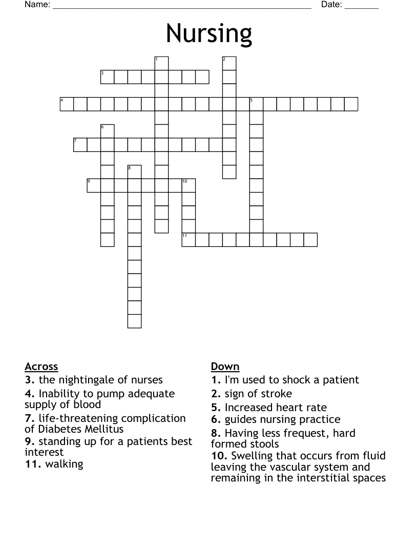 Nursing Crossword WordMint