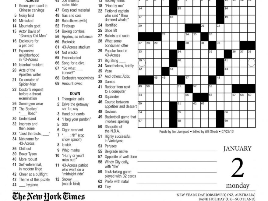 Nytimes Mini Crosword Leslieextomular1980 s Ownd