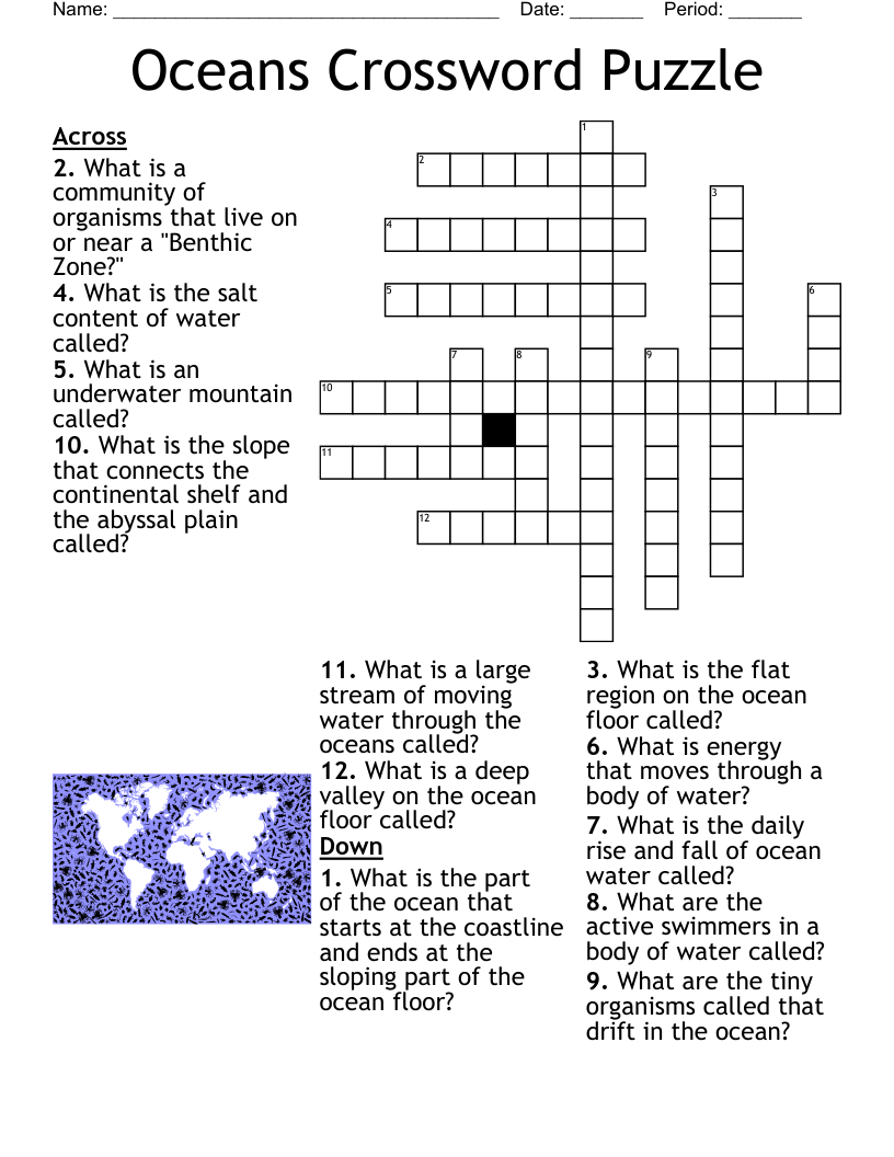 Under The Sea Crossword Puzzles Free Printables