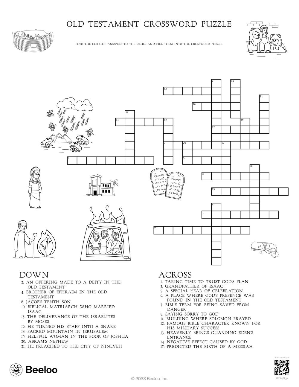 God Crossword Puzzle Printable