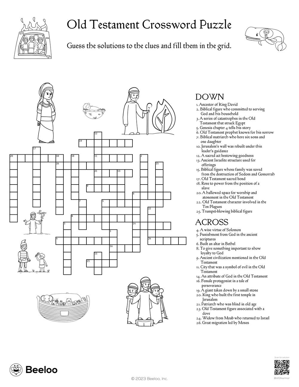 Old Testament Crossword Puzzle Beeloo Printable Crafts And Activities For Kids