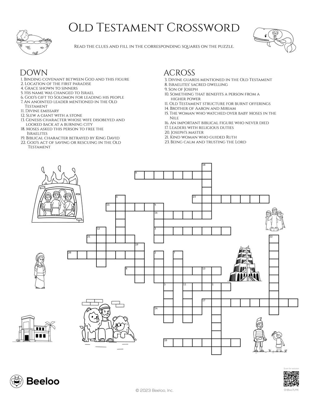 Old Testament themed Crossword Puzzles Beeloo Printable Crafts And Activities For Kids