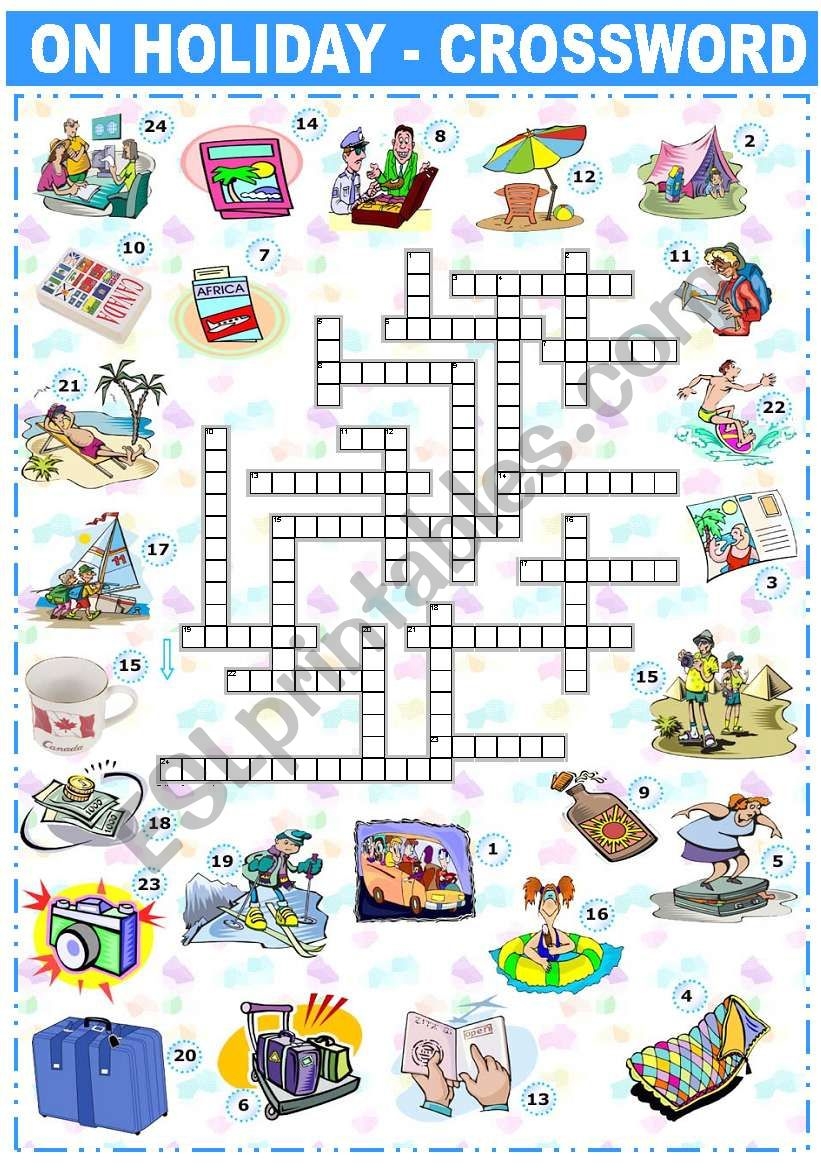 ON HOLIDAY CROSSWORD ESL Worksheet By Katiana