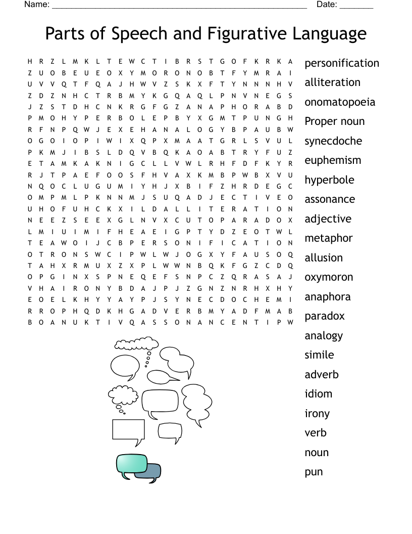 Parts Of Speech And Figurative Language Word Search WordMint Parts Of Speech And Figurative Language Word Search WordMint