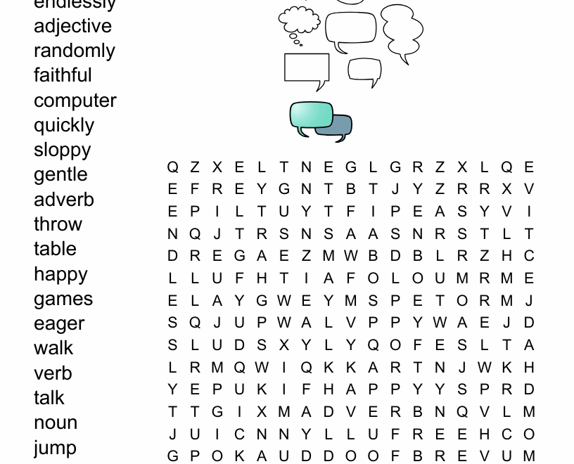 Parts Of Speech Word Search WordMint