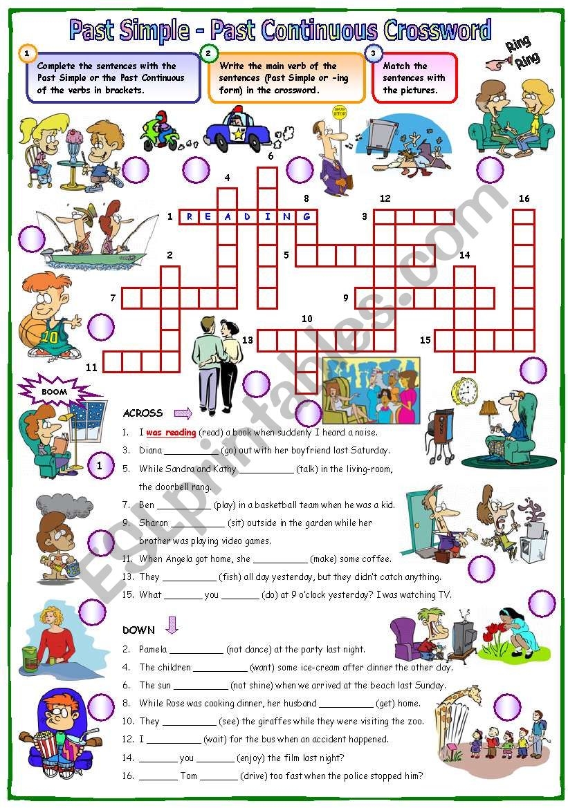 Past Simple Past Continuous Crossword ESL Worksheet By Mpotb