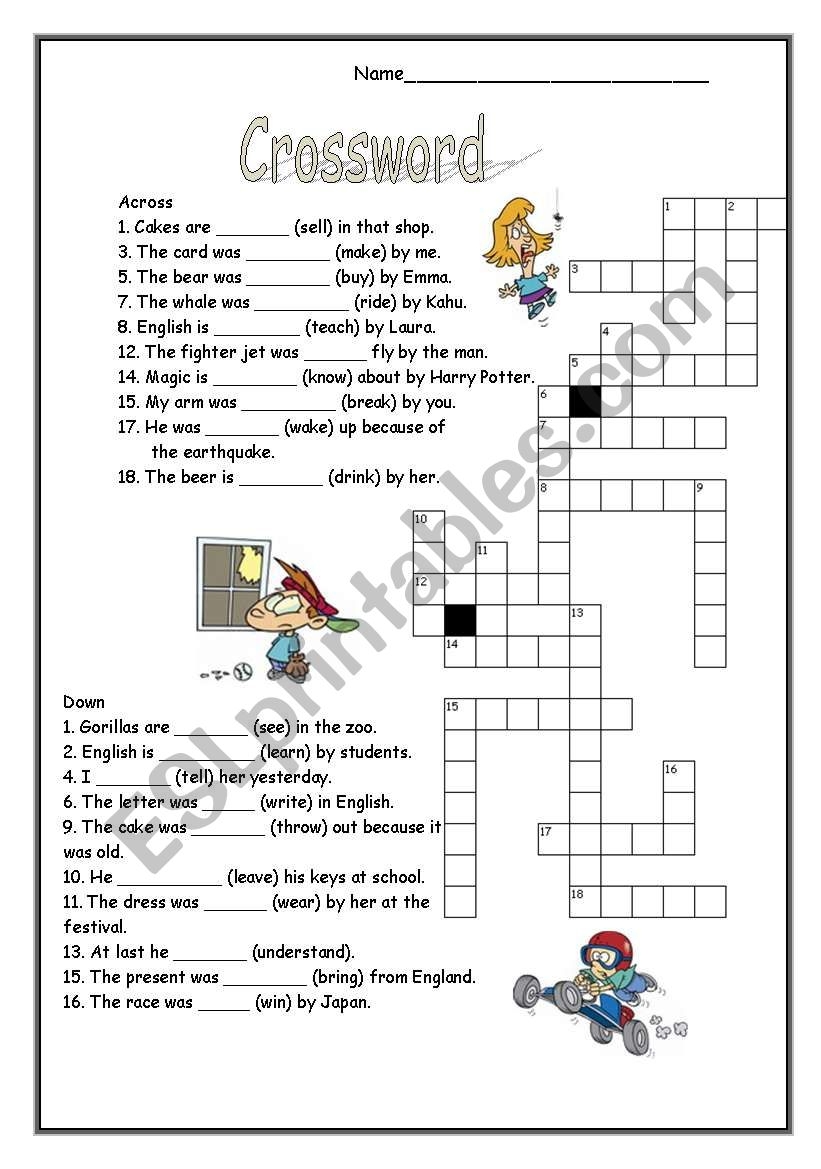 Past Tense Crossword Puzzle Printable