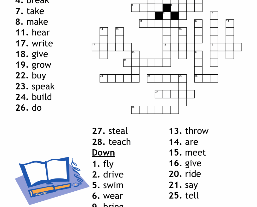 Past Tense Verbs Crossword WordMint