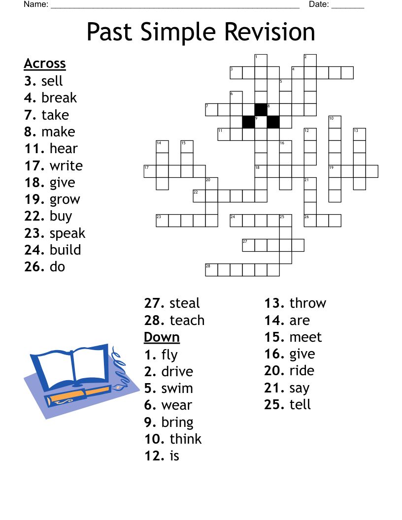 Past Tense Verbs Crossword WordMint