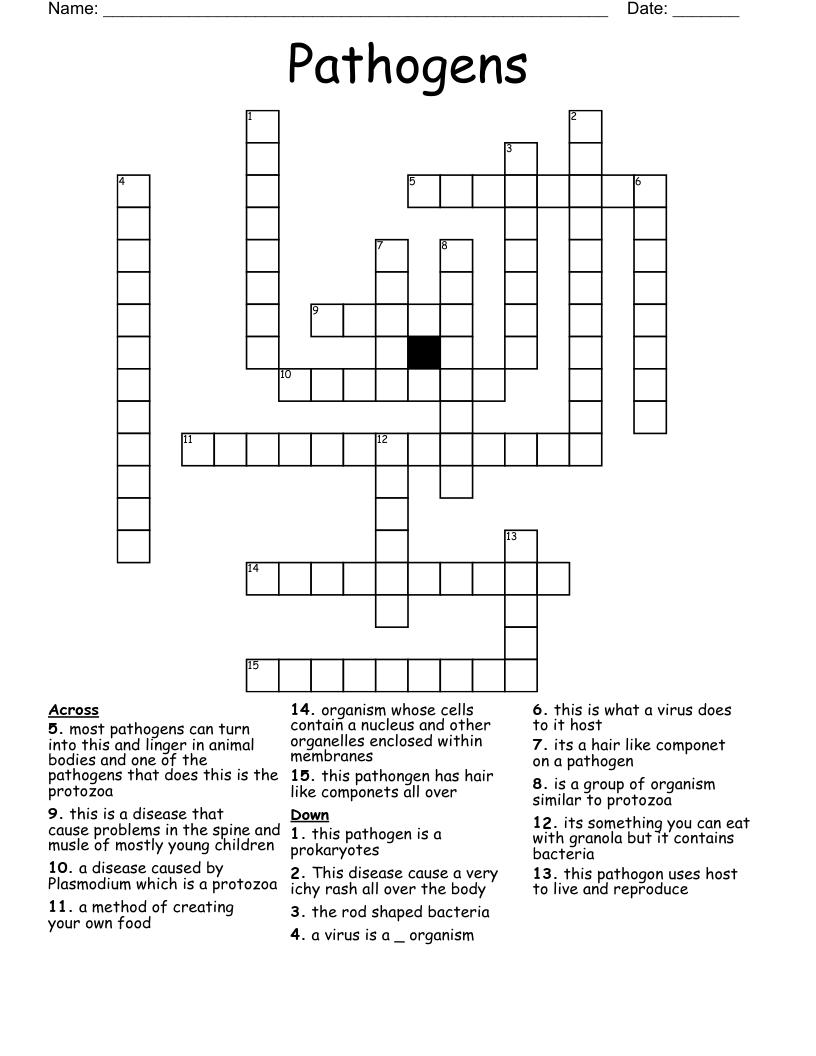 Pathogens Crossword WordMint
