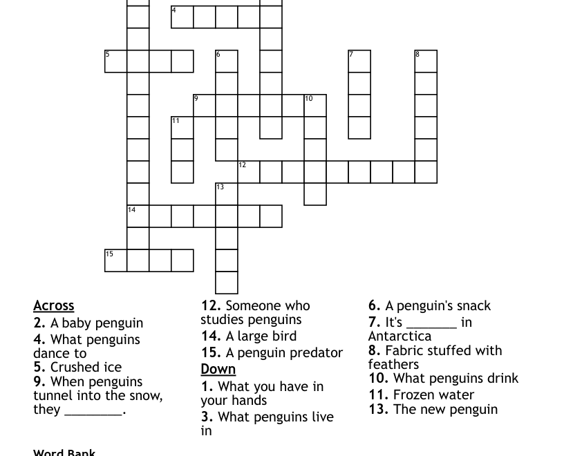 Penguin Crossword Puzzle WordMint