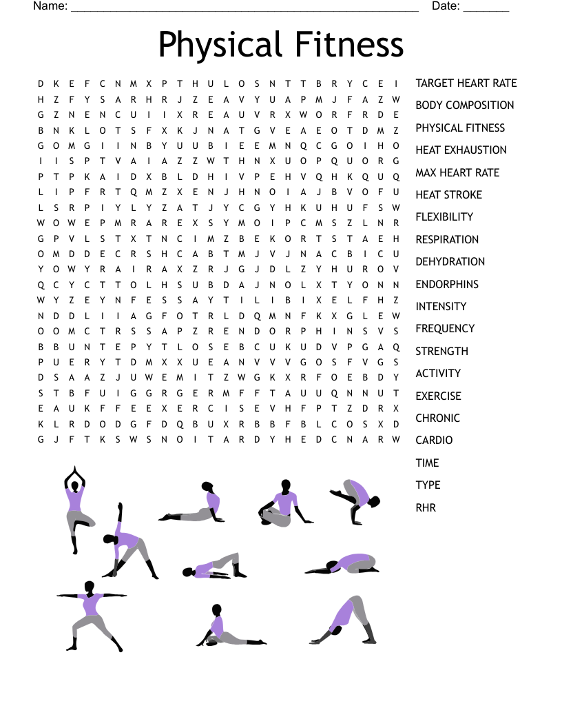 PHYSICAL FITNESS CROSSWORD PUZZLE WordMint