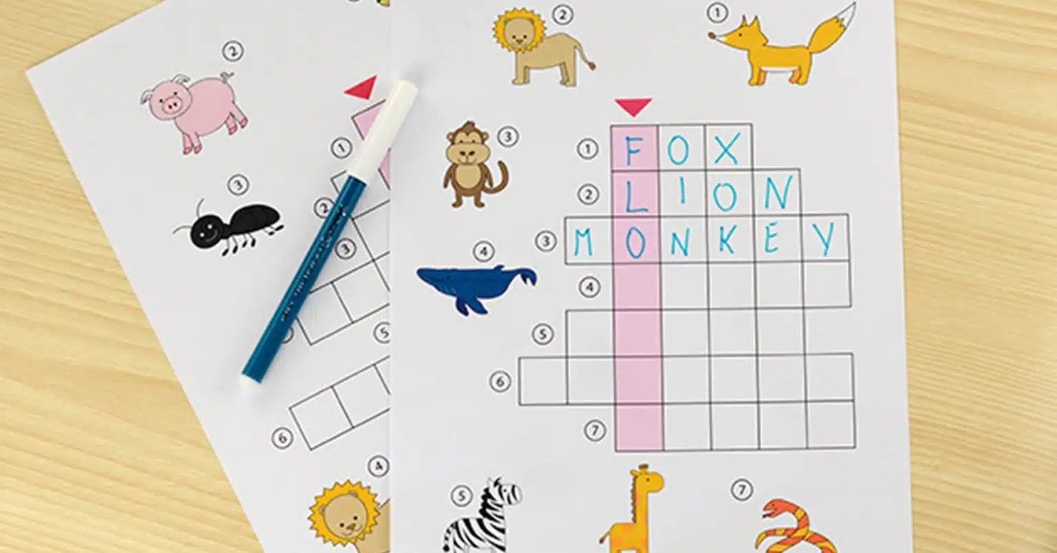 Crossword Puzzles For Kindergarten Printable