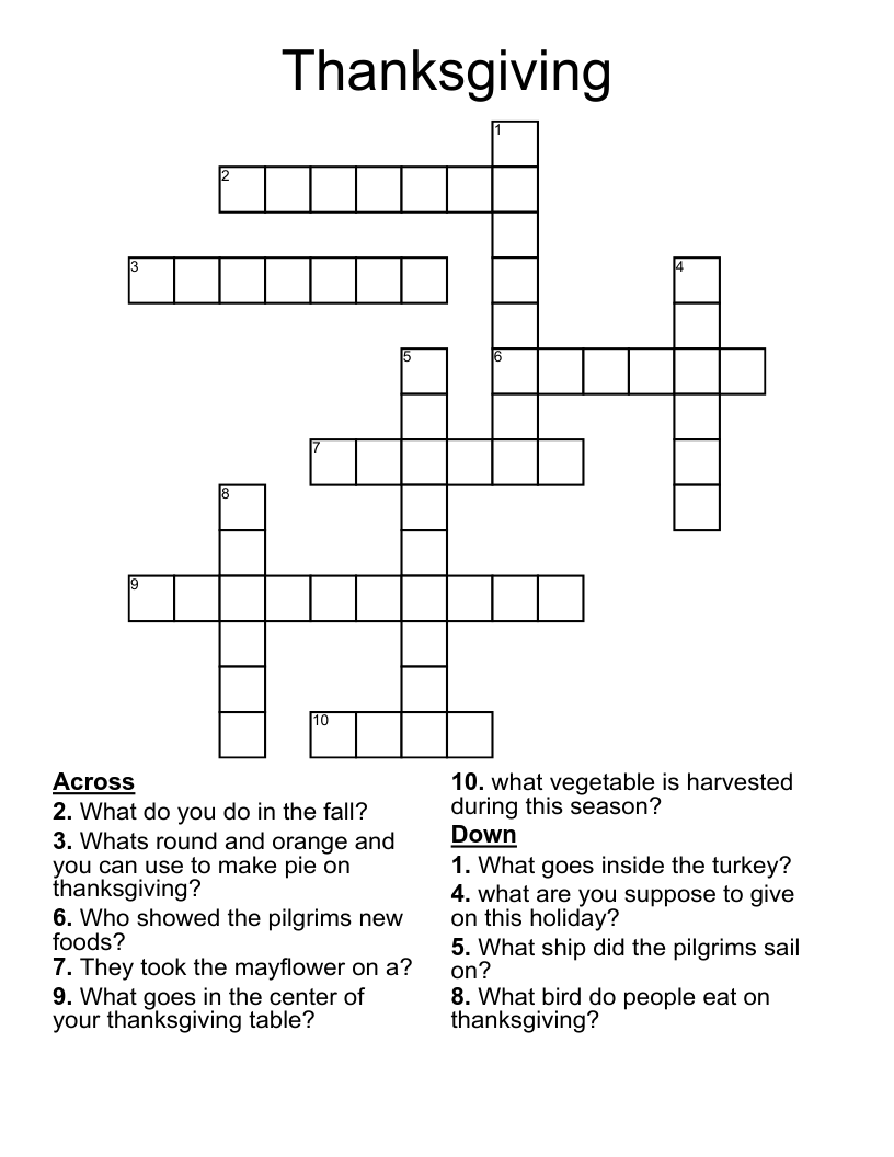 PILGRIMS Crossword WordMint PILGRIMS Crossword WordMint