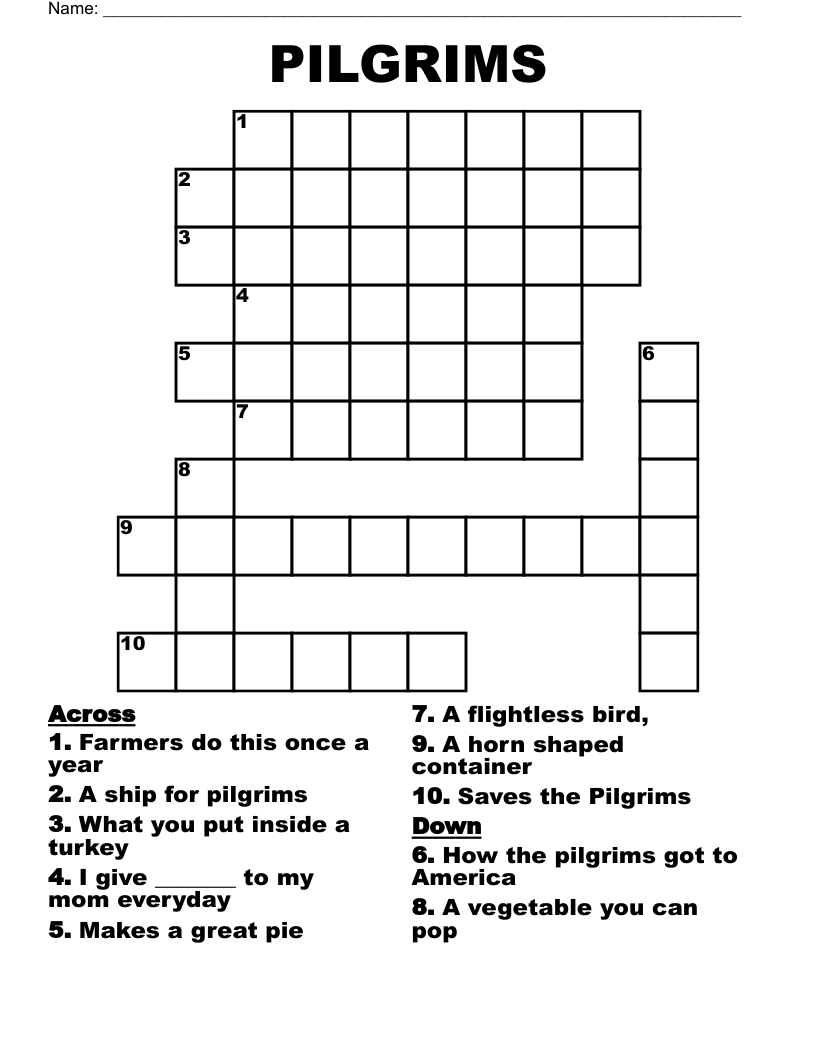 PILGRIMS Crossword WordMint PILGRIMS Crossword WordMint