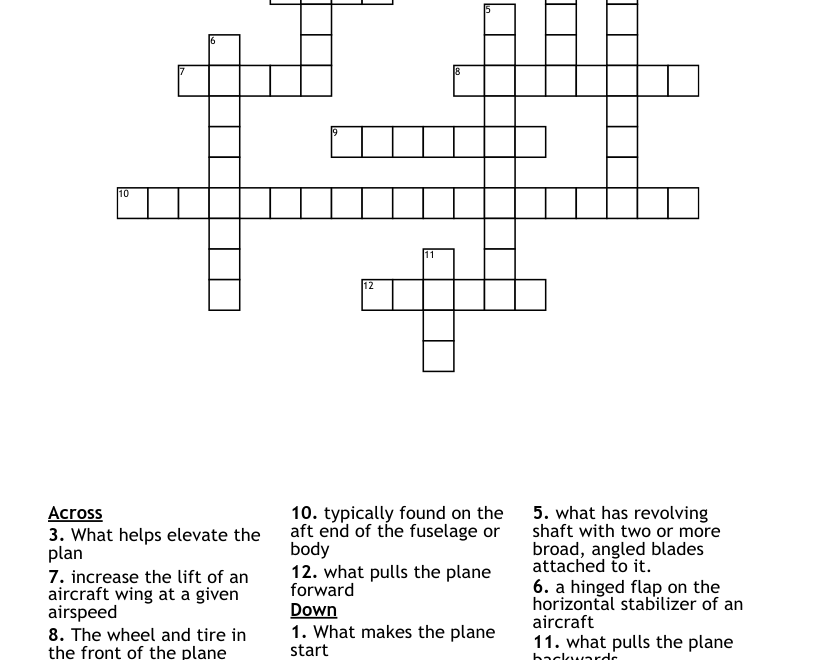 Plane Crossword WordMint