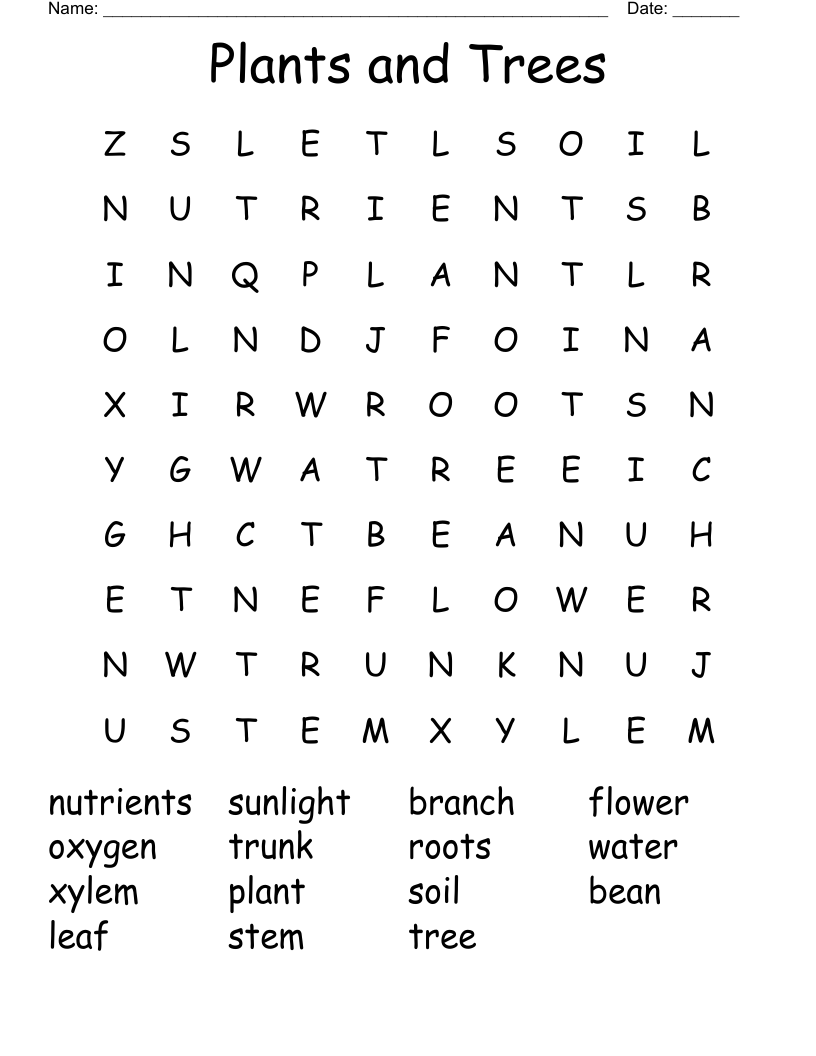 Plants And Trees Word Search WordMint Plants And Trees Word Search WordMint