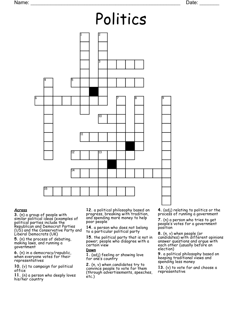 Politics Crossword WordMint