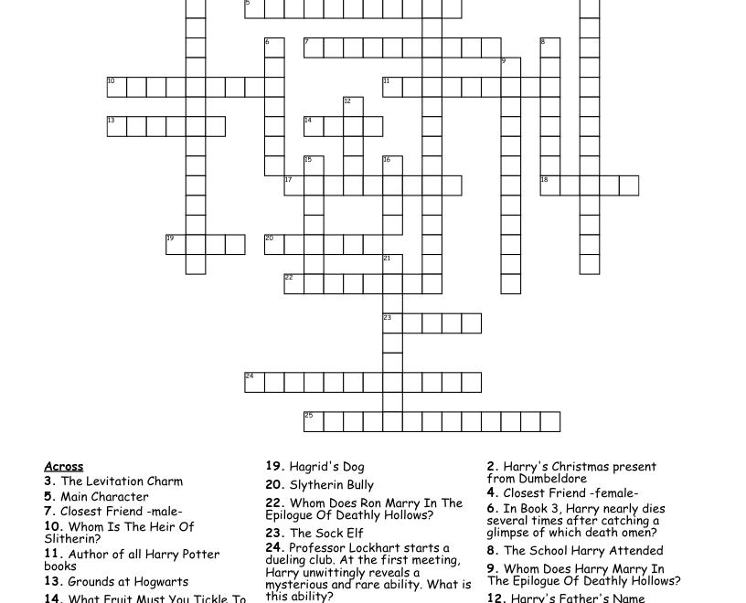 Potter s Puzzle Crossword WordMint