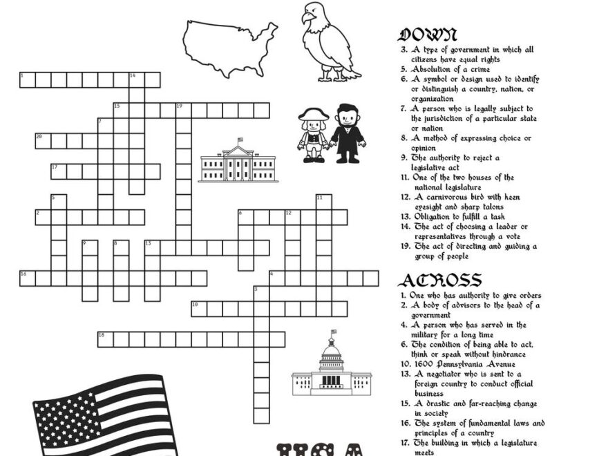 Presidential Crossword Puzzle Beeloo Printable Crafts And Activities For Kids