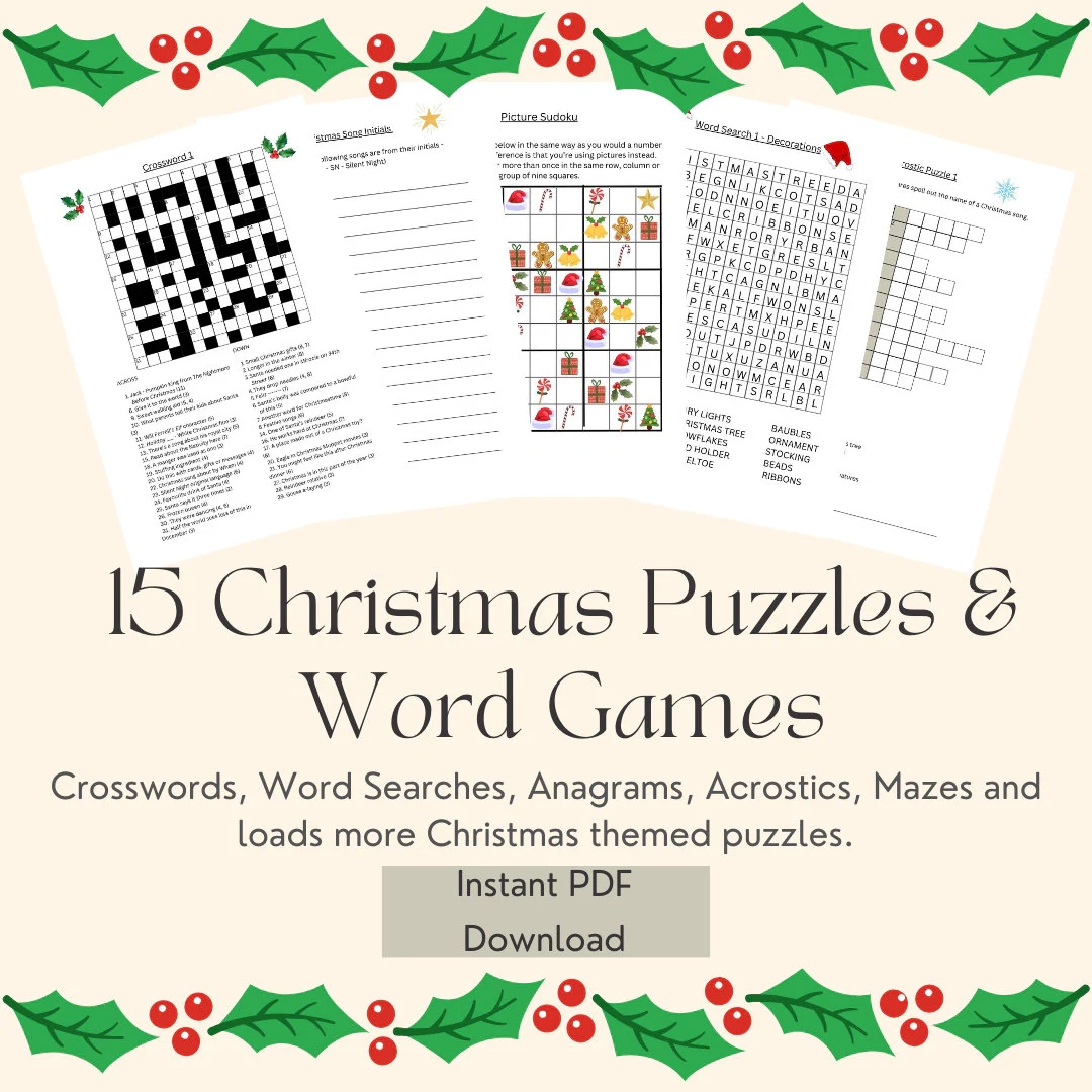 Printable 15 Christmas Puzzles Word Games And Activity Pages For Adults Etsy