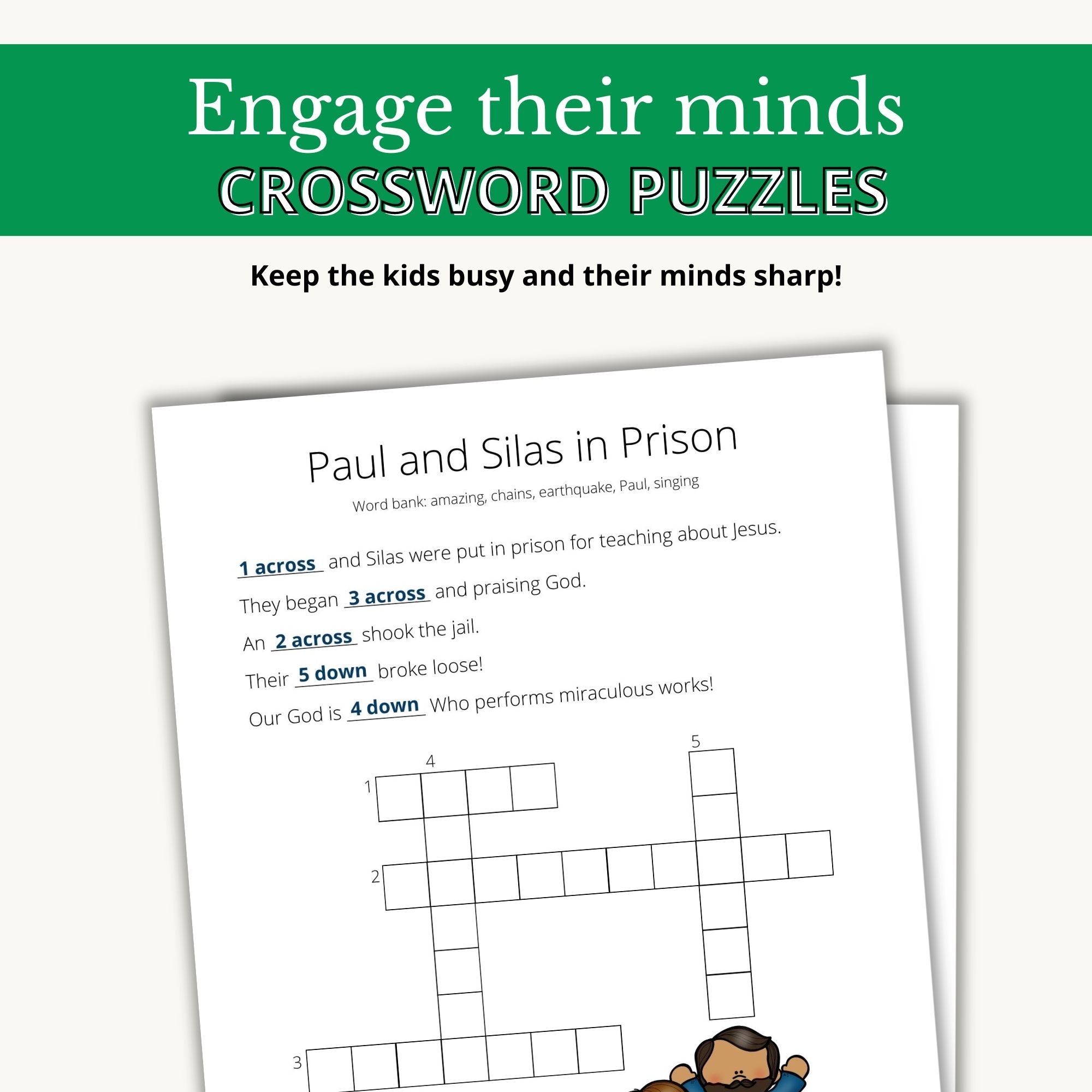 Printable Bible Activity Crossword Puzzles For Kids New Testament Classful