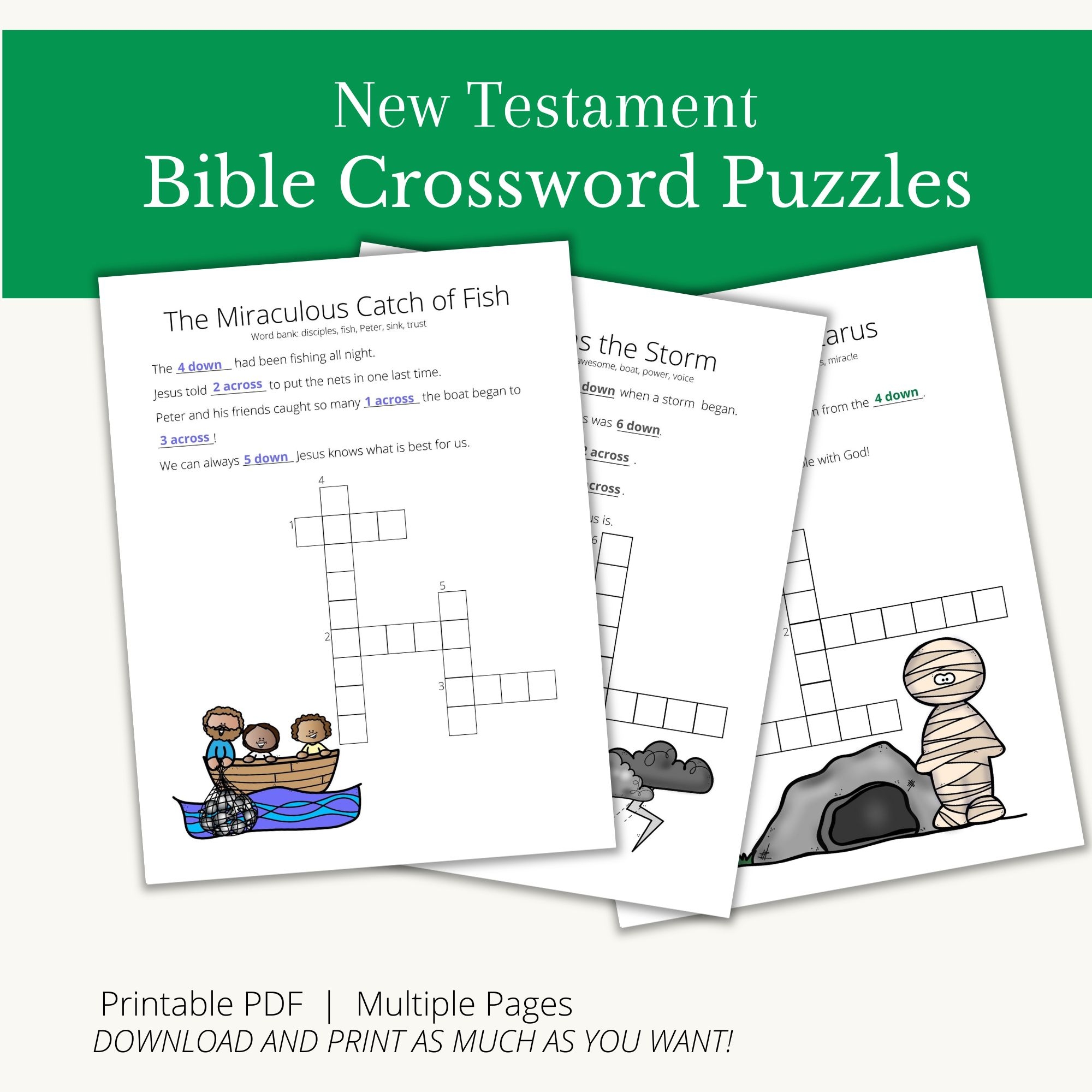 Printable Bible Crossword 3rd And 4th Grade