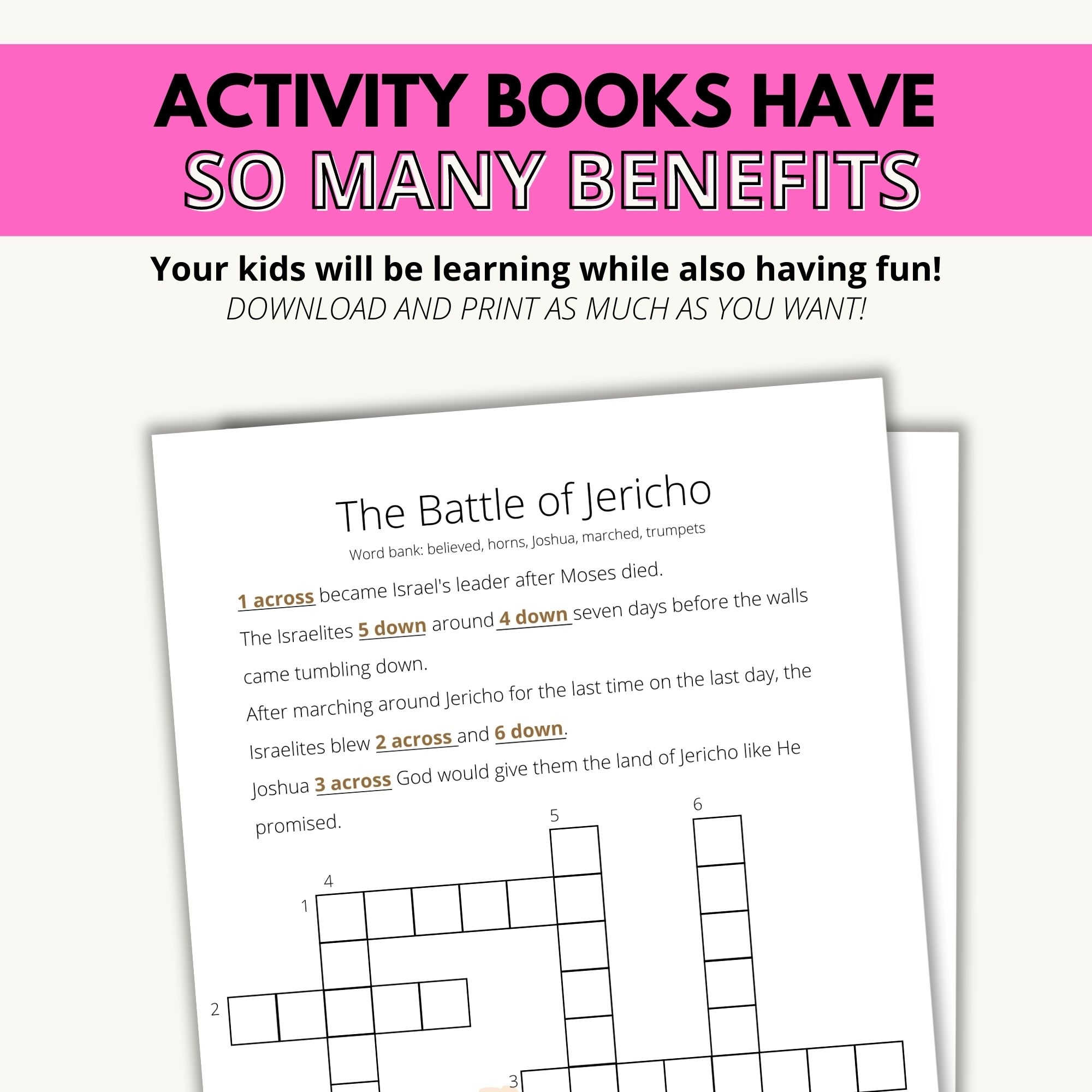 Printable Bible Crossword Kids Activity Book Bundle Classful