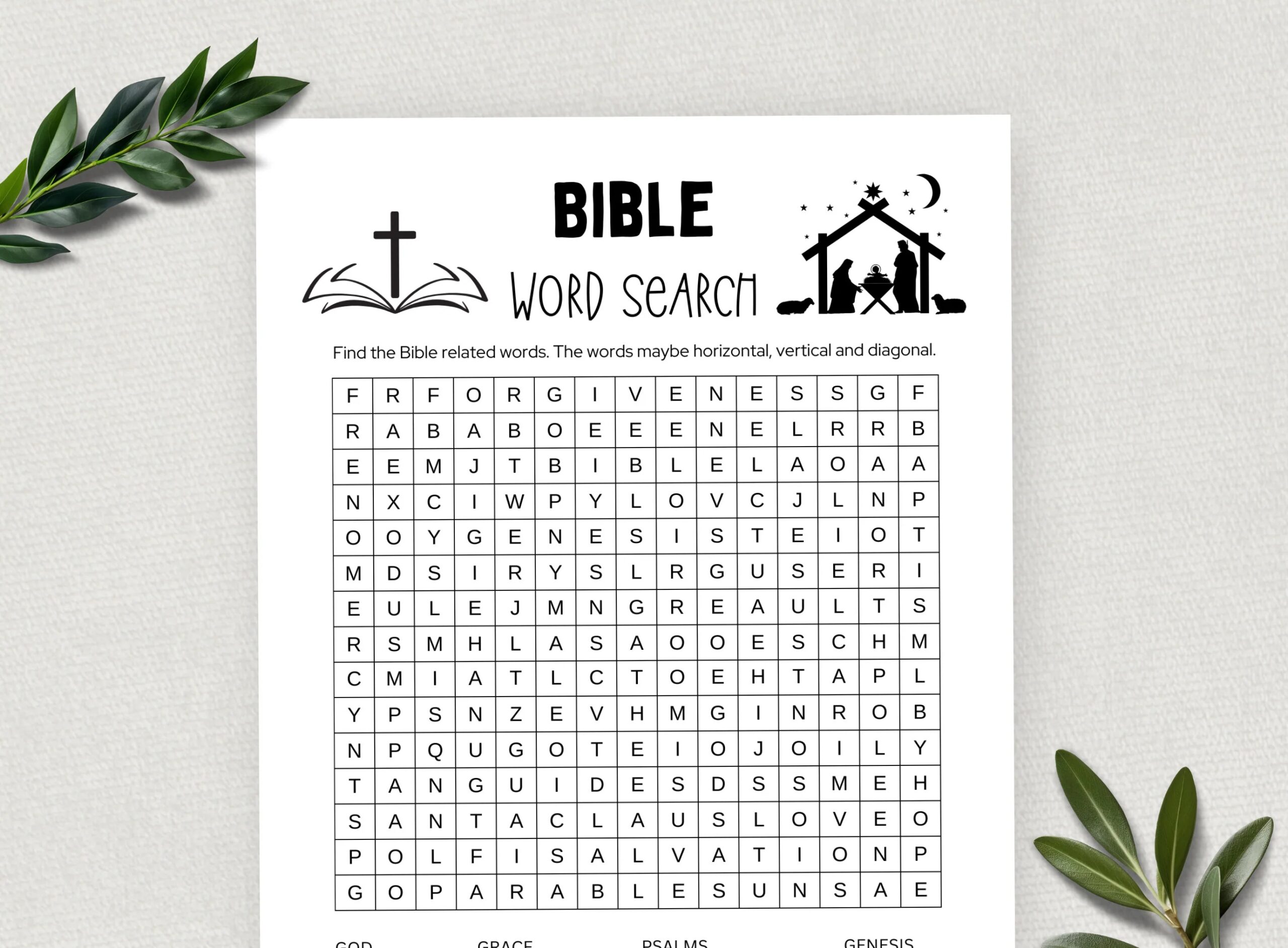 Printable Bible Word Search Word Search Game Fun Christian Youth Group Game Sunday School Church Study Activity For Kids And Adults Etsy