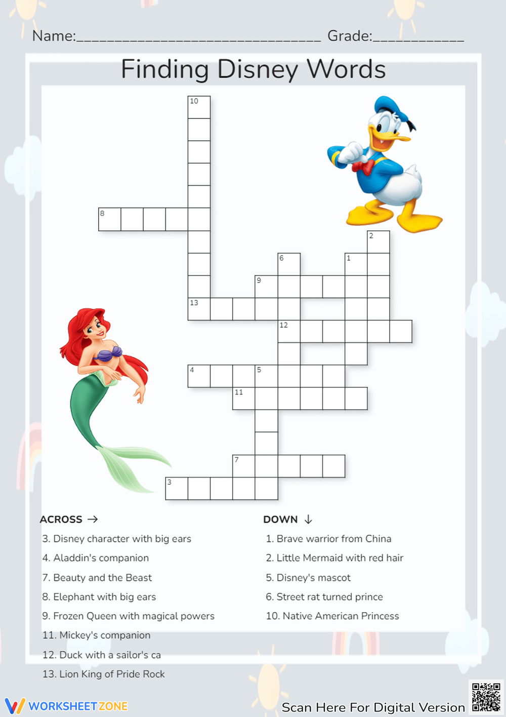 Printable Disney Crossword Puzzles Worksheets Download Printable Disney Crossword Puzzles Worksheets Download