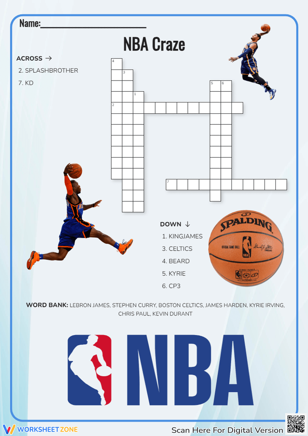 Crossword Puzzles Printable Nba Players