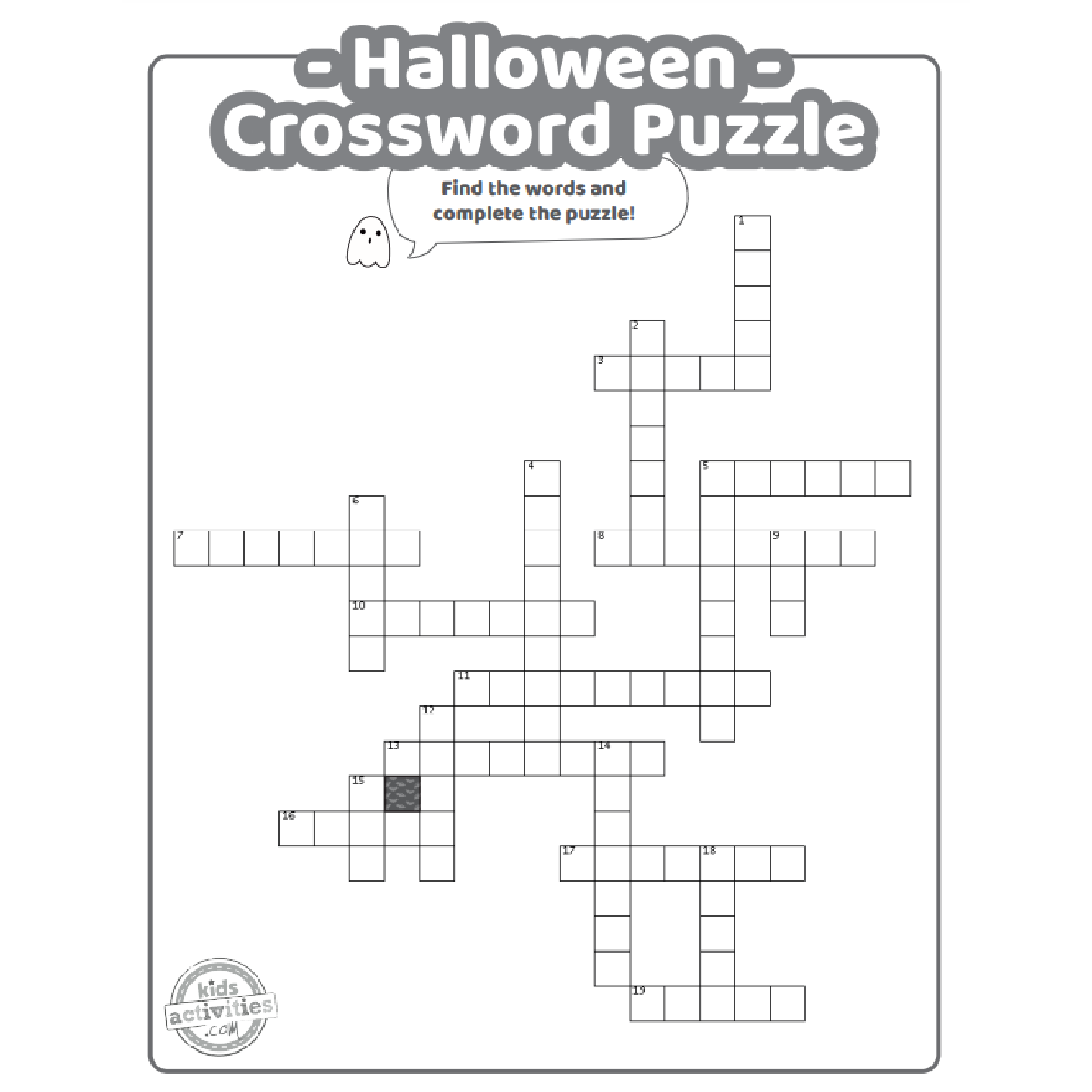 Printable Halloween Crossword Puzzles For Kids Kids Activities Blog
