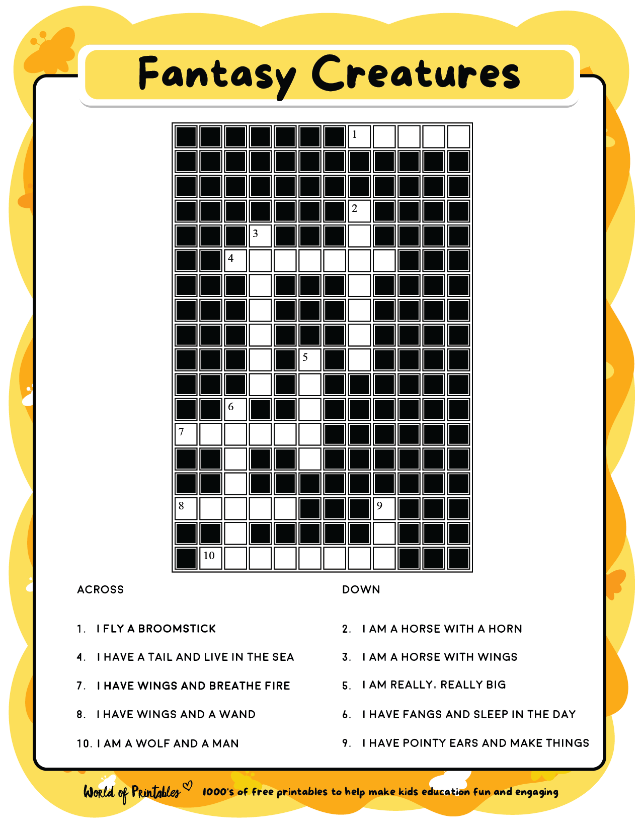 Printable Kids Crossword Puzzles World Of Printables