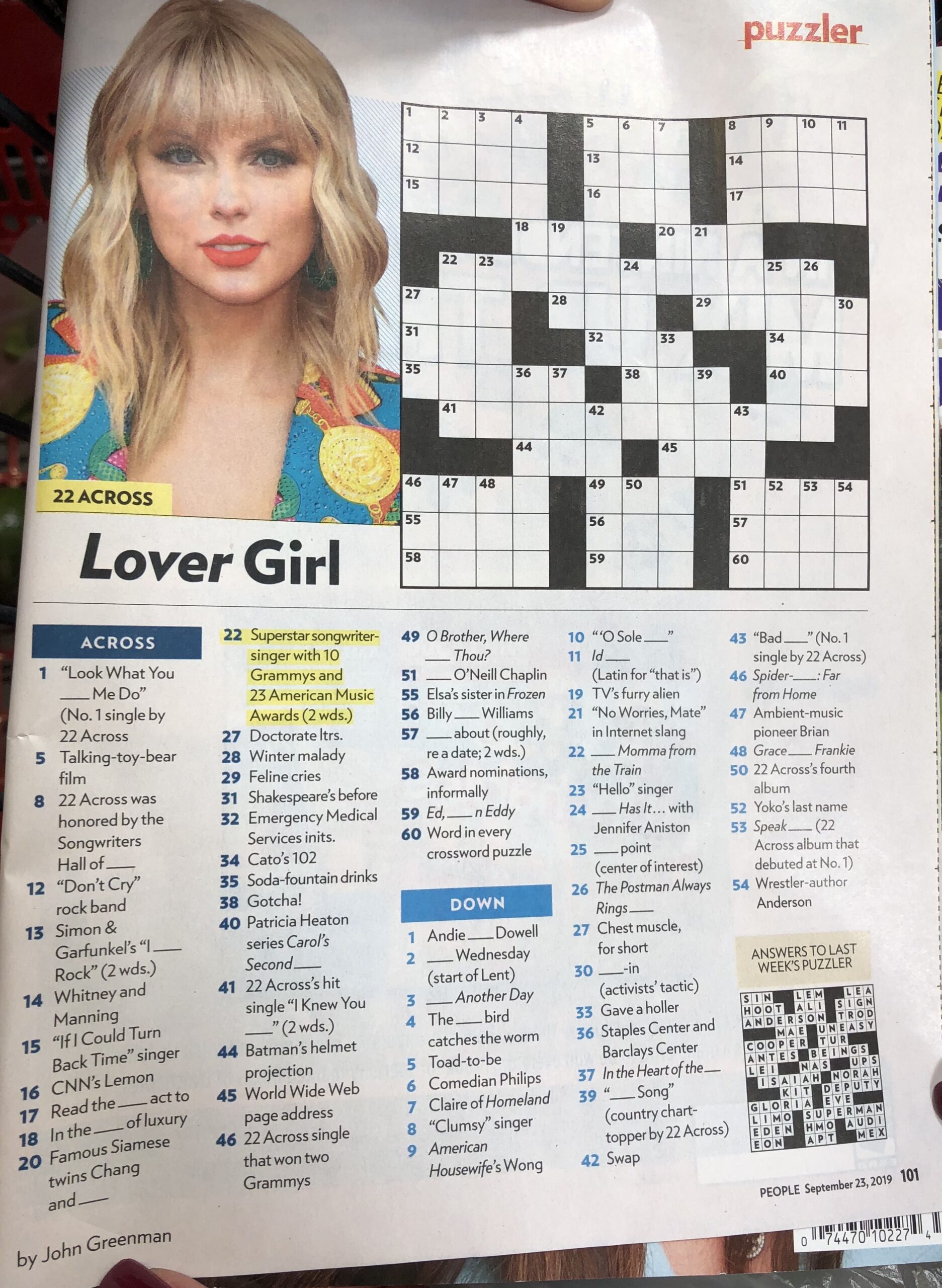 Printable People Magazine Crossword Puzzles