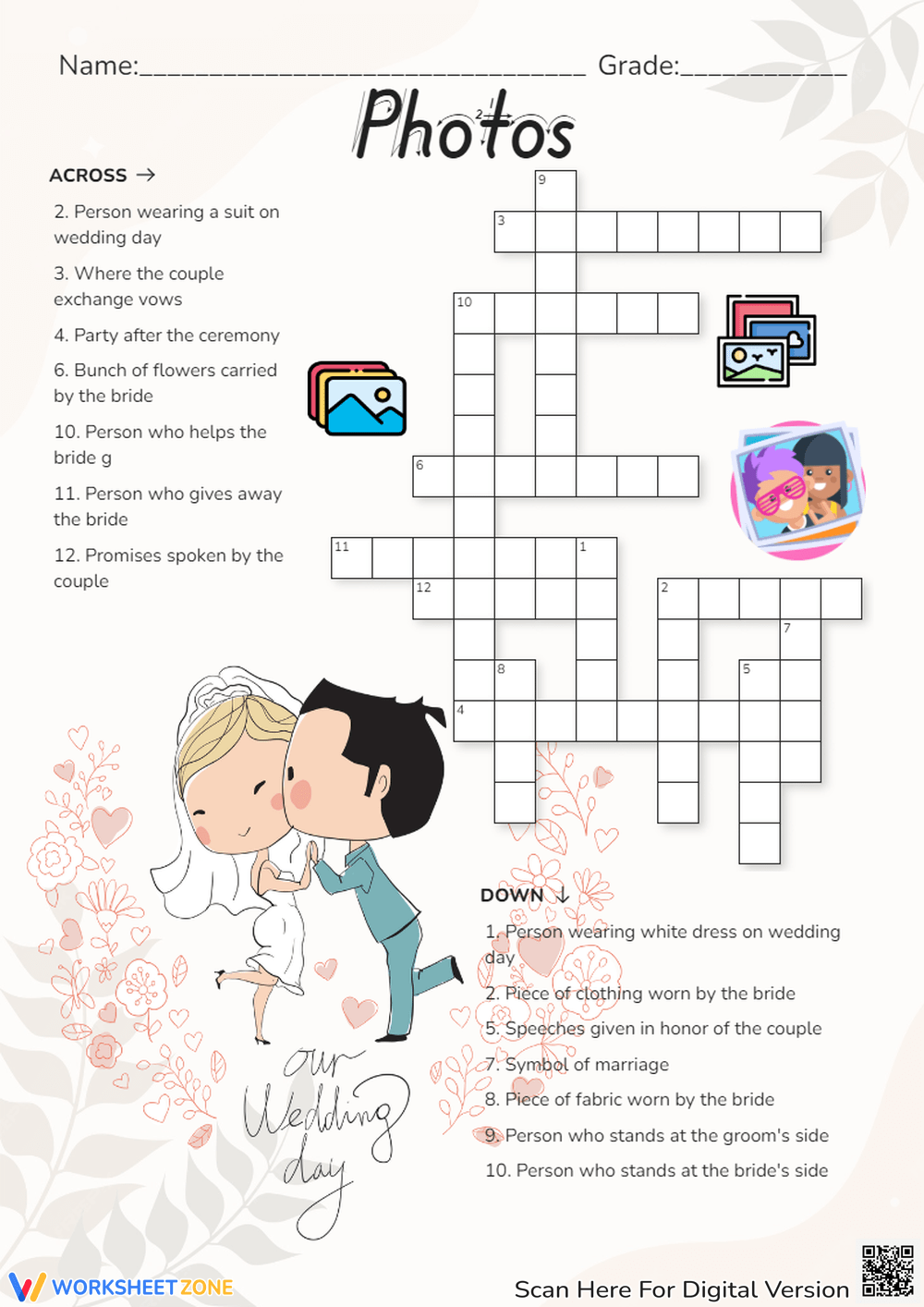 Printable Wedding Crossword Puzzle Worksheets Download Printable Wedding Crossword Puzzle Worksheets Download