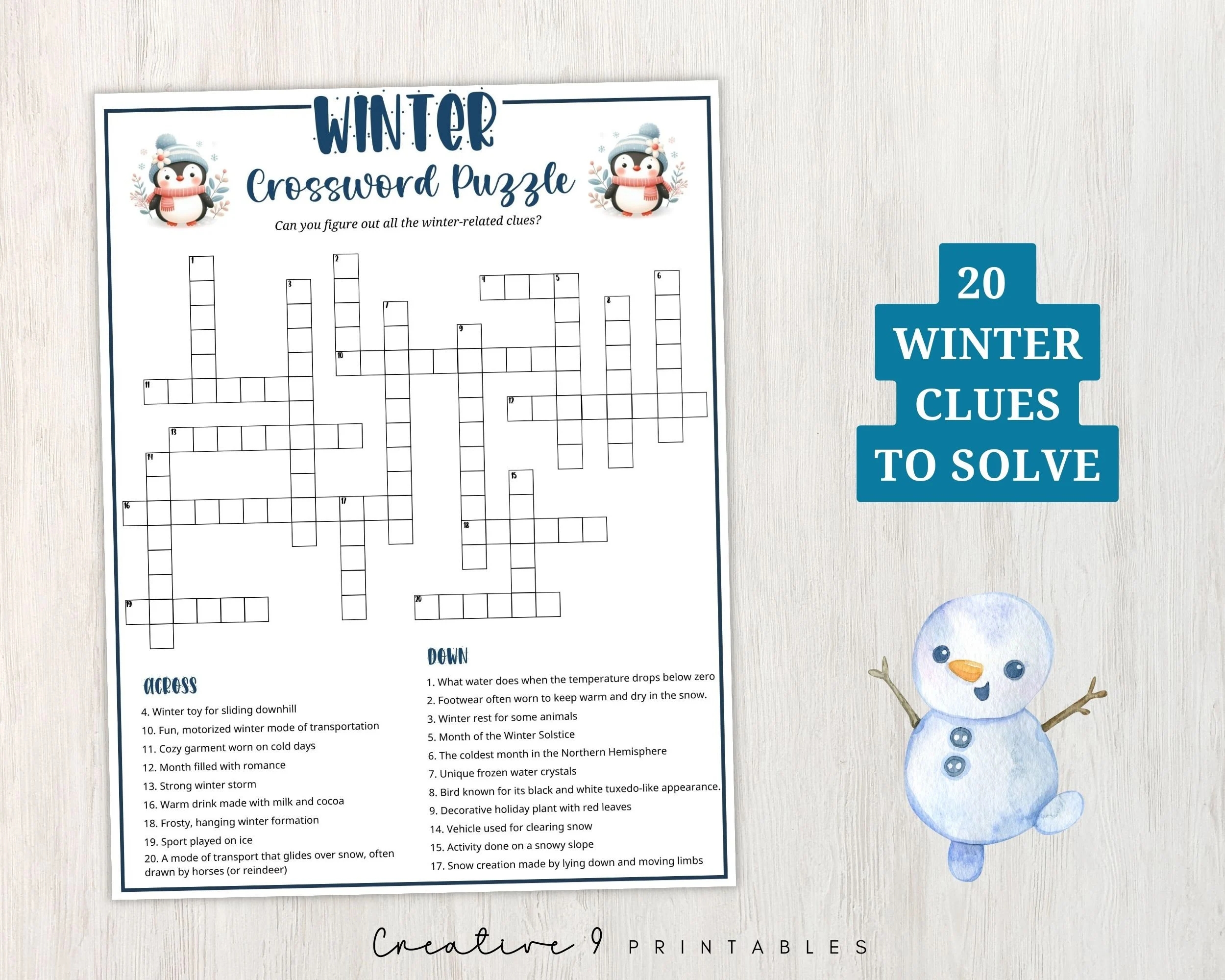 Printable Winter Crossword Puzzle For Kids And Adults Fun Winter Word Game For Family Game Night Or Classroom Activities Instant Download Etsy Printable Winter Crossword Puzzle For Kids And Adults Fun Winter Word Game For Family Game Night Or Classroom Activities Instant Download Etsy