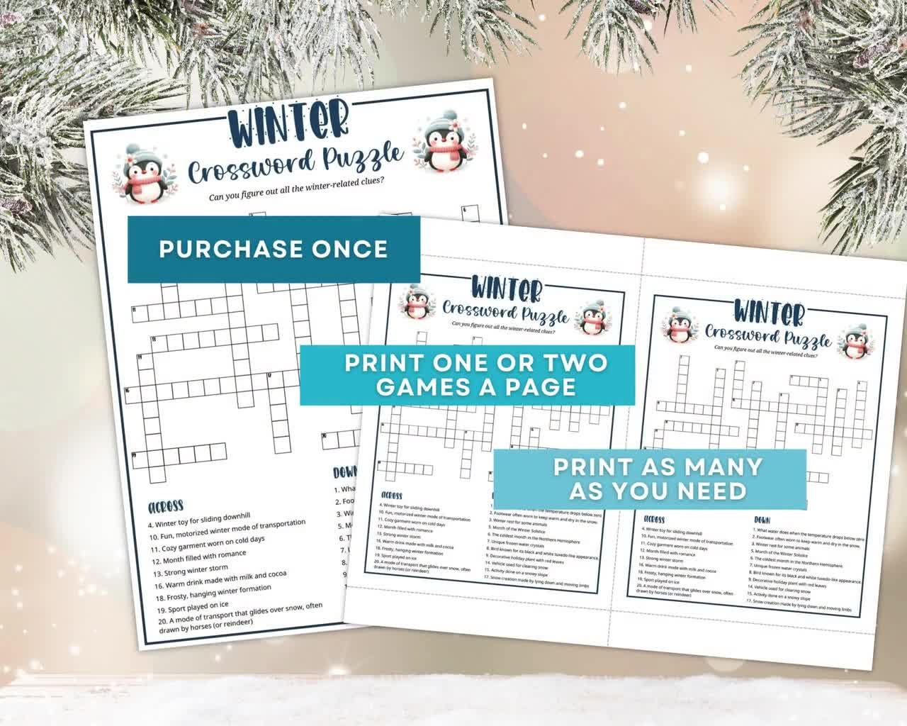 Printable Winter Crossword Puzzle For Kids And Adults Fun Winter Word Game For Family Game Night Or Classroom Activities Instant Download Etsy Printable Winter Crossword Puzzle For Kids And Adults Fun Winter Word Game For Family Game Night Or Classroom Activities Instant Download Etsy