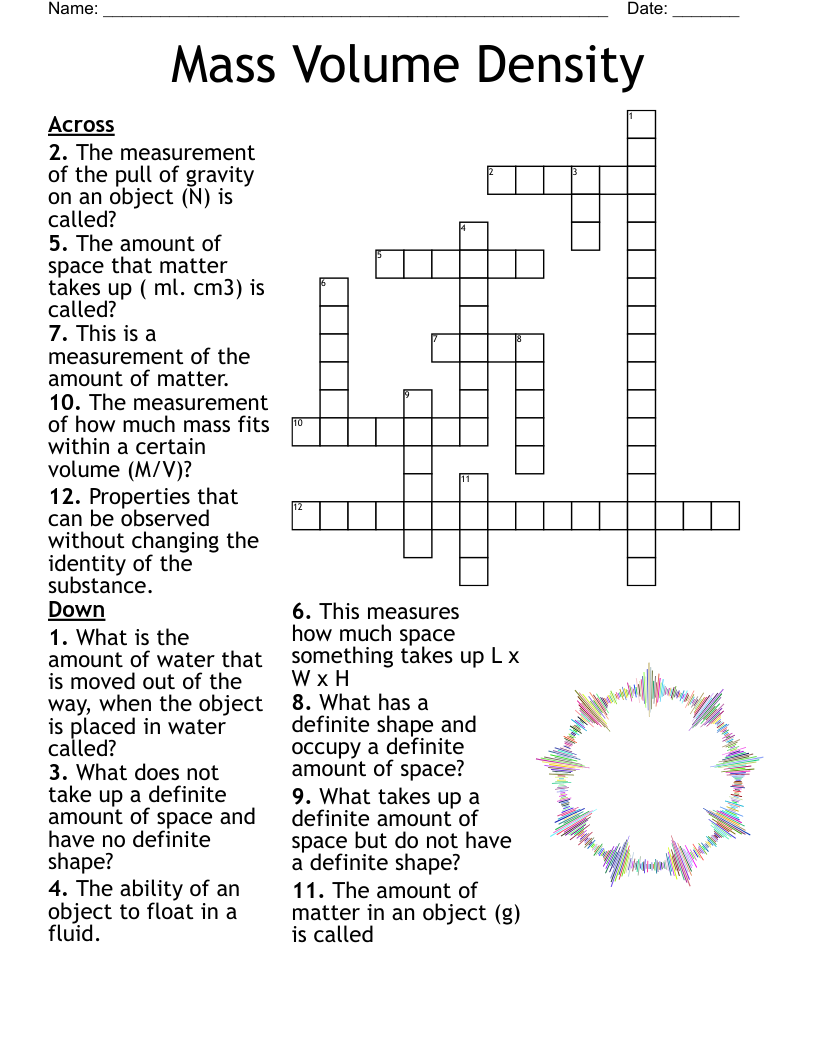 Properties Of Matter Crossword WordMint