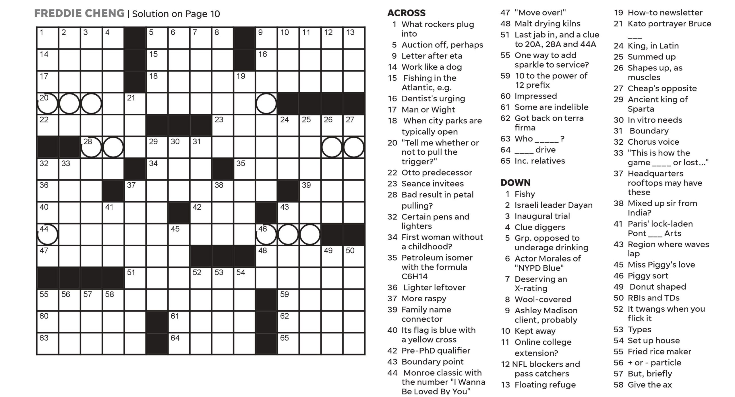 Published Crosswords By Freddie Cheng