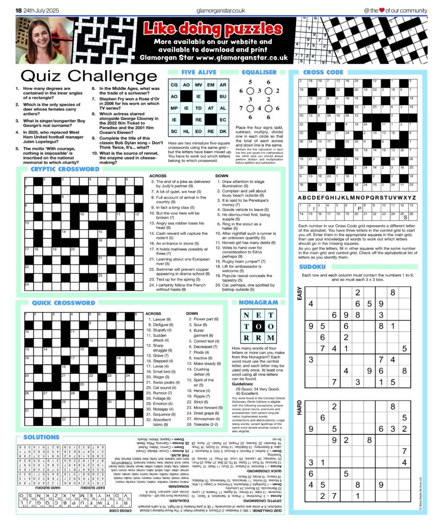 Printable Daily Crossword 2025