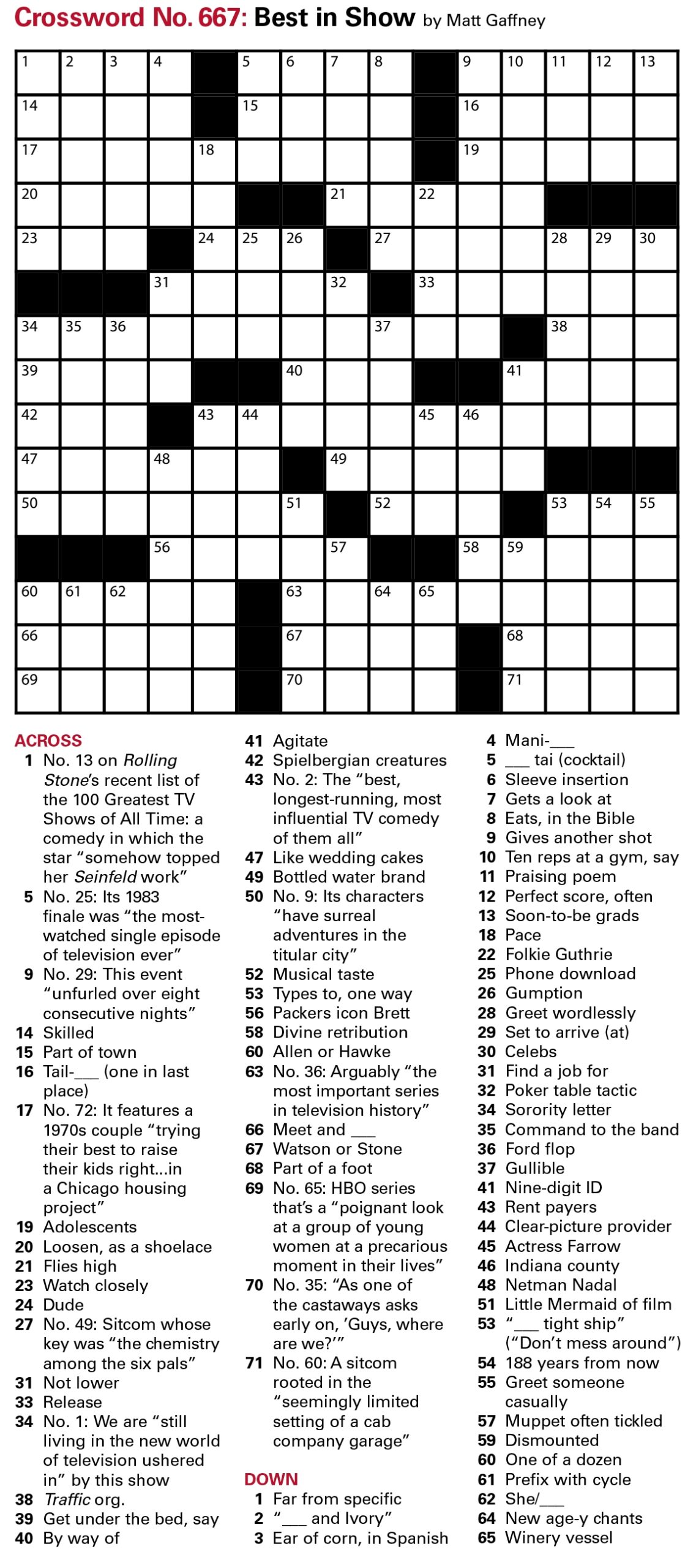 Puzzles Printable Crossword Issue October 14 2022 The Week