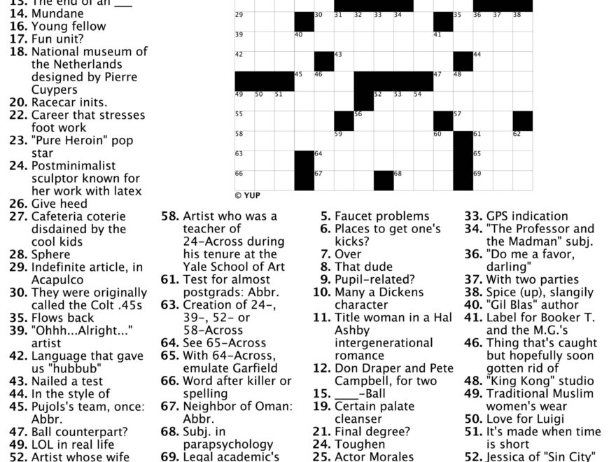 Puzzling Art Another Yale UP Art Architecture Themed Crossword Worksheets Library