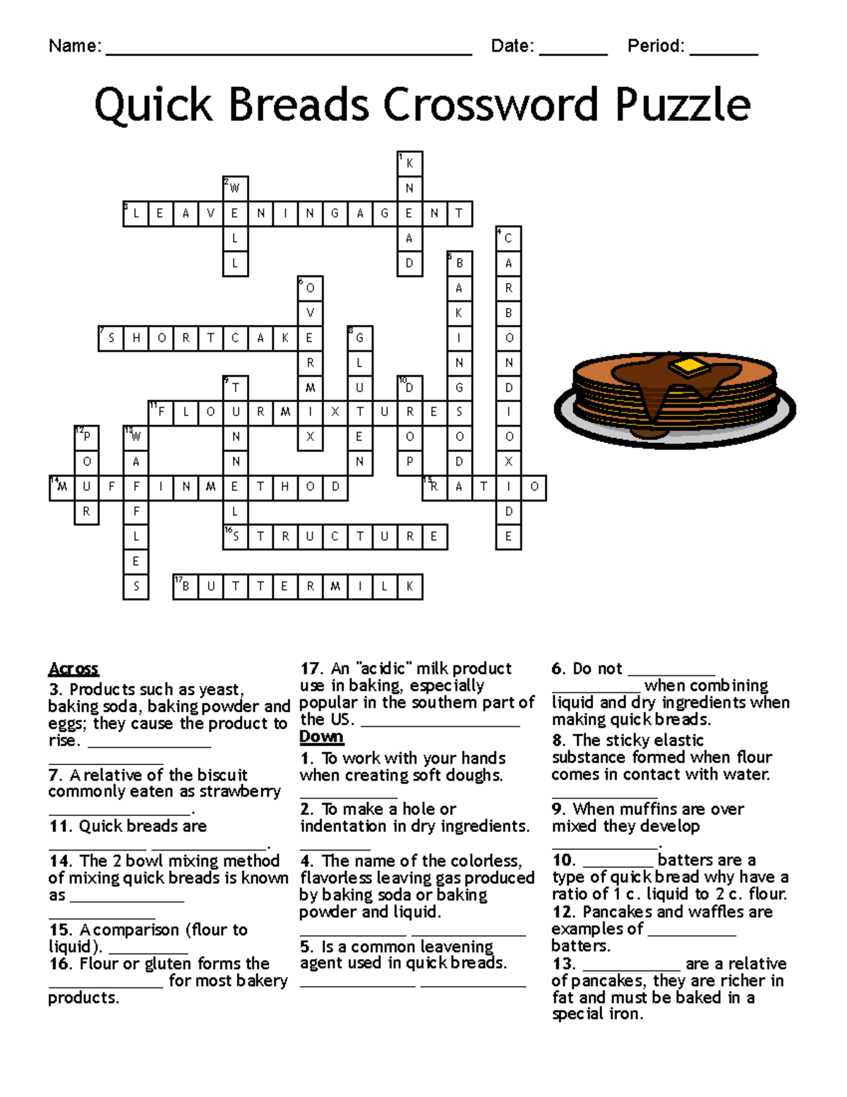 Quick Breads Crossword Puzzle Answer Key Culinary Course 101 Studocu Quick Breads Crossword Puzzle Answer Key Culinary Course 101 Studocu