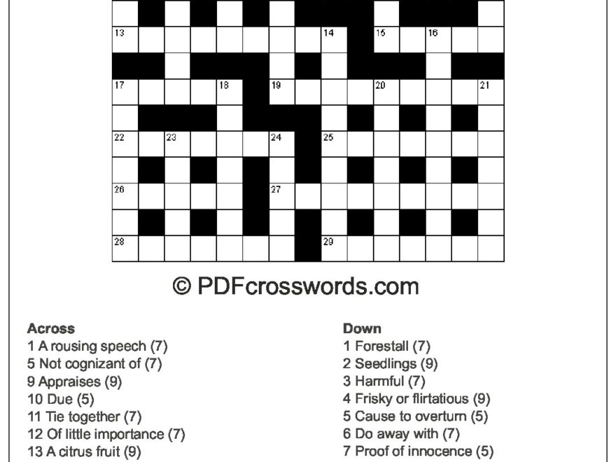 Quick Crosswords 1100 PDF Crosswords