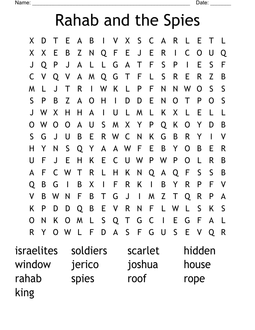 Rahab And The Spies Word Search WordMint