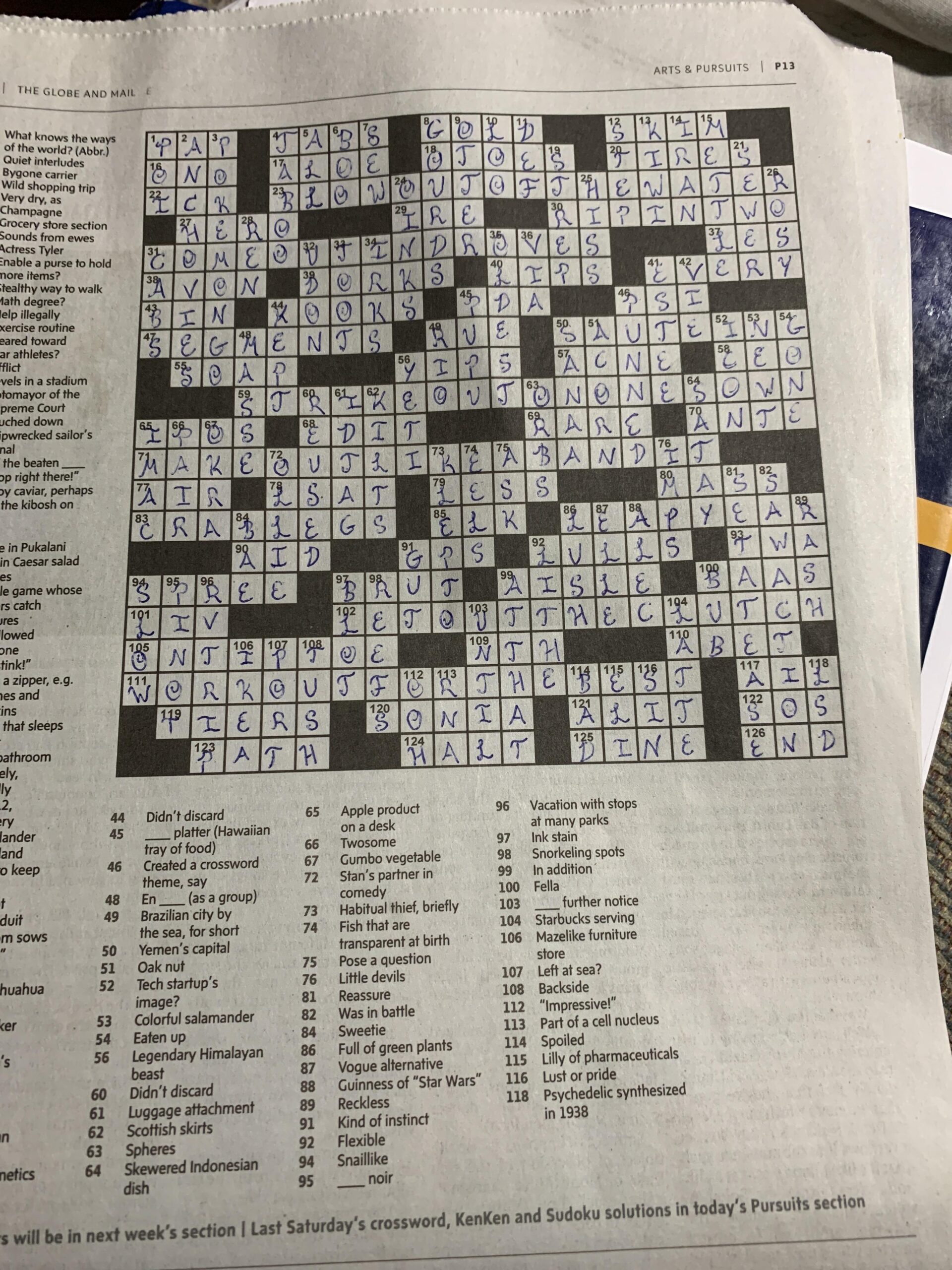Rare Errorless Solve Ft Last Week s Globe And Mail I m Improving R Crossword