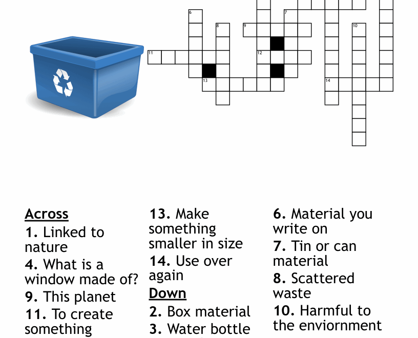 Recycling Crossword WordMint